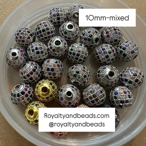 Mixed Pave beads 10mm