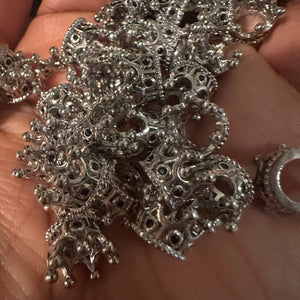 Silver crown pave charm