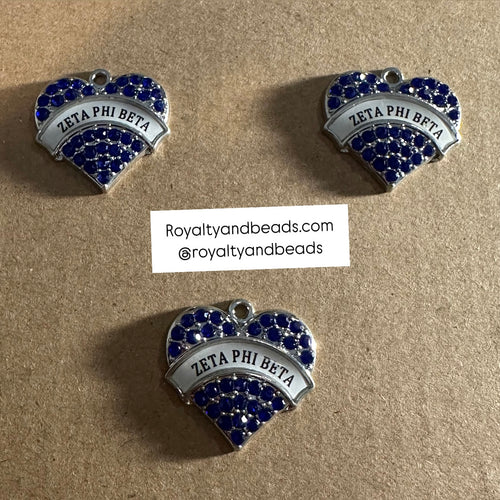 Blue Zeta Phi Beta heart charm.