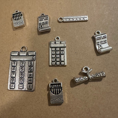 8 teacher charms (silver)
