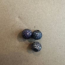 Load image into Gallery viewer, 3 pave bead charms (black)