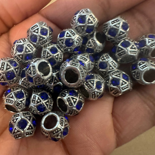 7 blue big hole beads