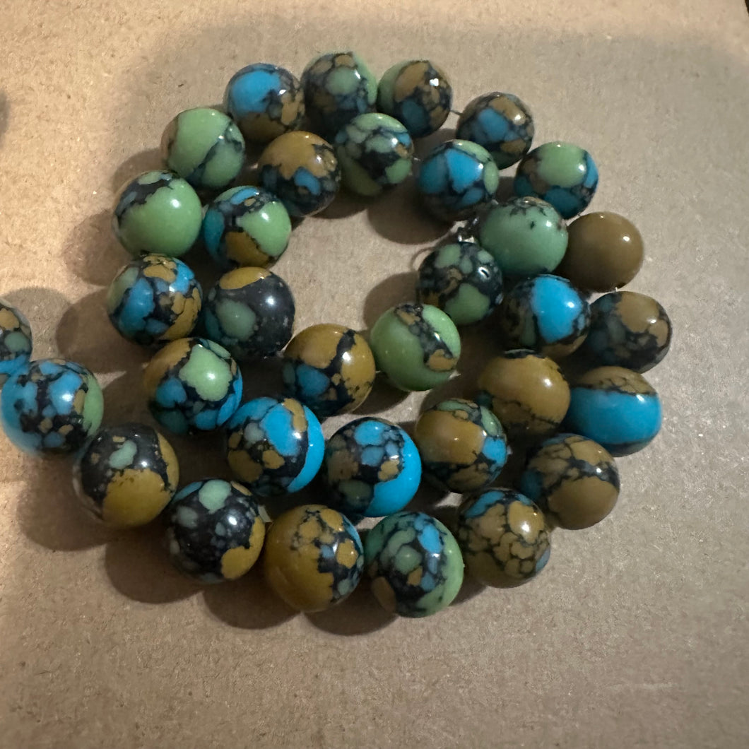 Mixed blue and green beads