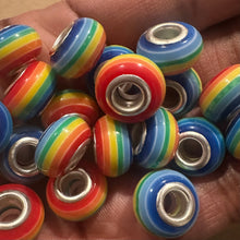 Load image into Gallery viewer, 10 rainbow big hole beads.