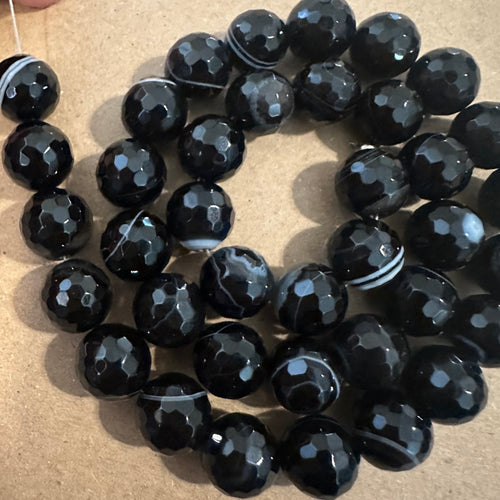 Black agate beads (faceted)