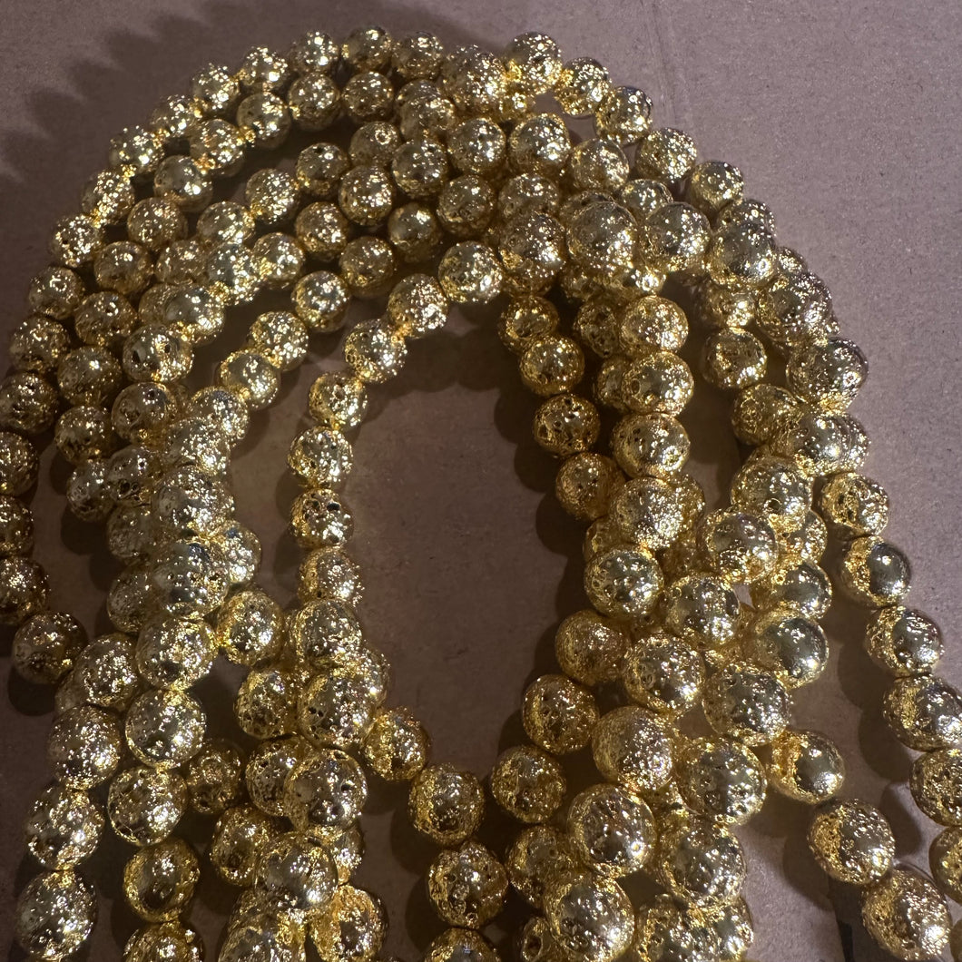 Gold rock beads. 8mm