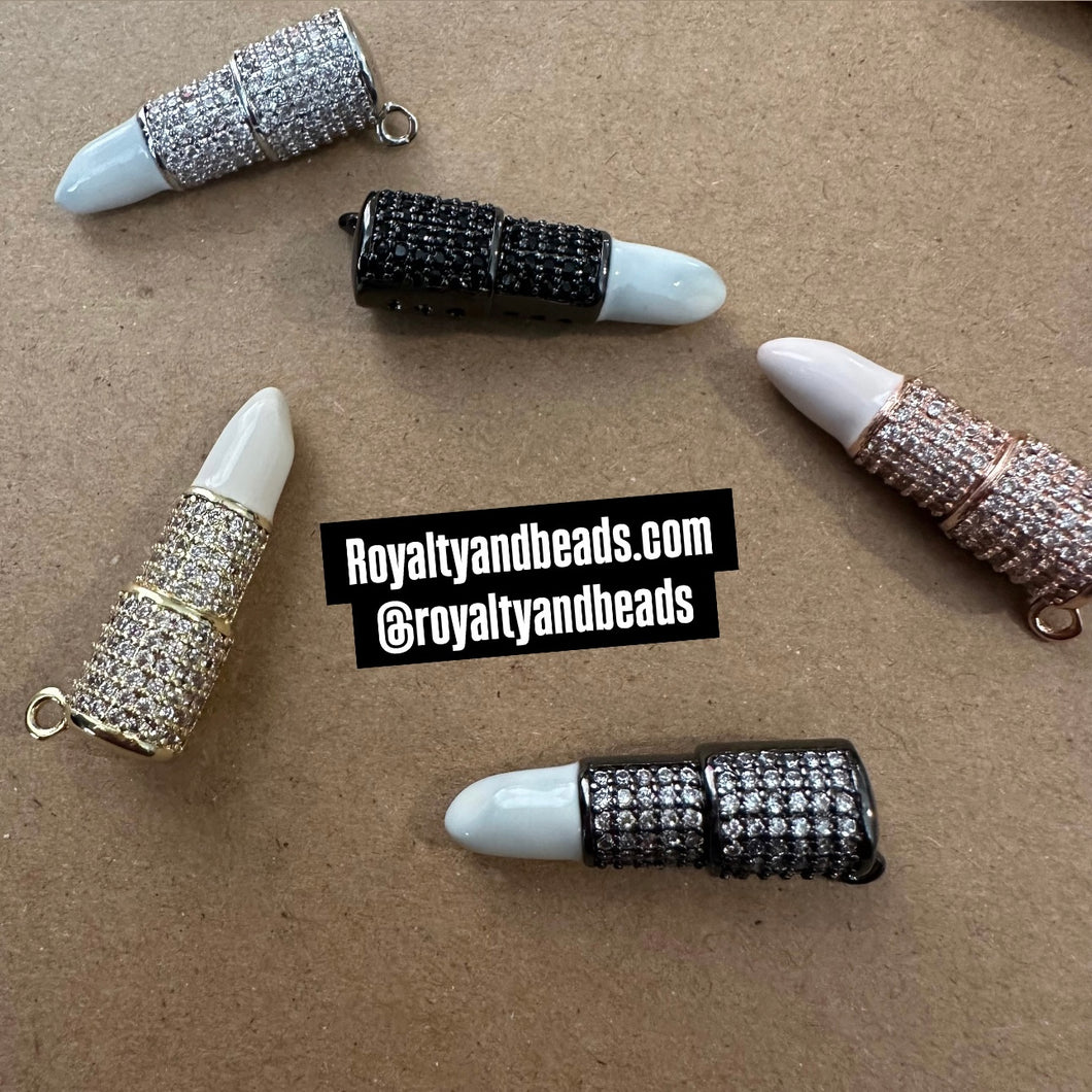 White Pave Lipstick charms.