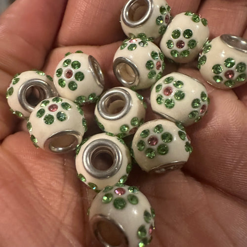 5 big hole white flower beads