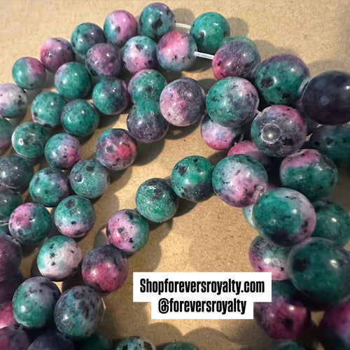 Green and pink beads