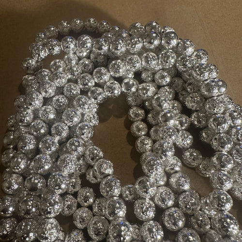 Silver rock beads. 8mm