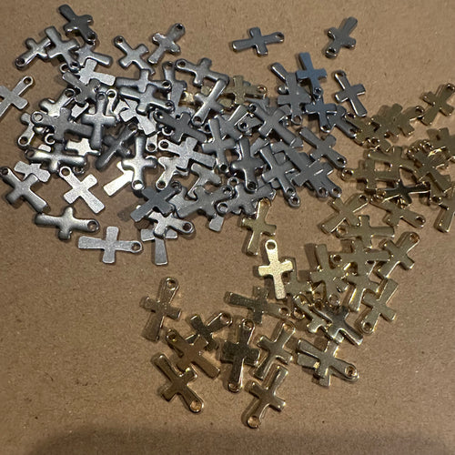 10 mini cross charms (stainless steel)
