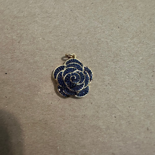 Pave blue rose charm.