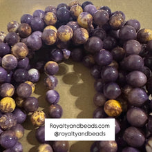 Load image into Gallery viewer, Purple and yellow beads