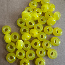 Load image into Gallery viewer, 10 yellow big hole beads.