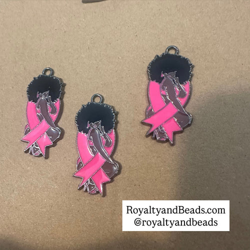 Pink ribbon girl charm