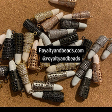 Load image into Gallery viewer, White Pave Lipstick charms.
