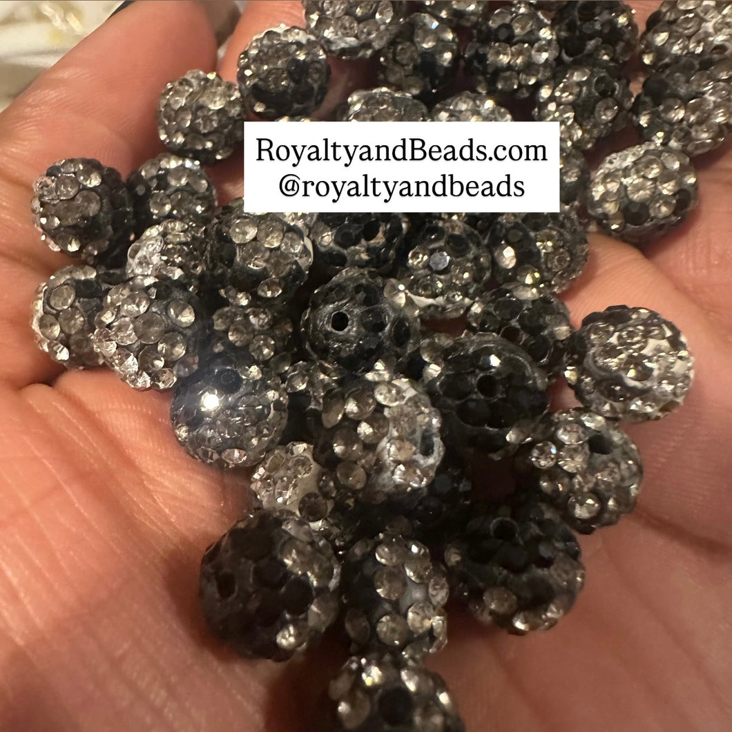 20 black mixed pave beads.