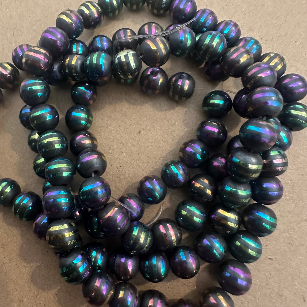 Stripe Rainbow hematite beads 8mm.