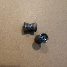 Load image into Gallery viewer, 2 black and clear pave charm