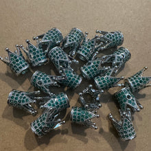 Load image into Gallery viewer, 1 green pave crown charm (silver)
