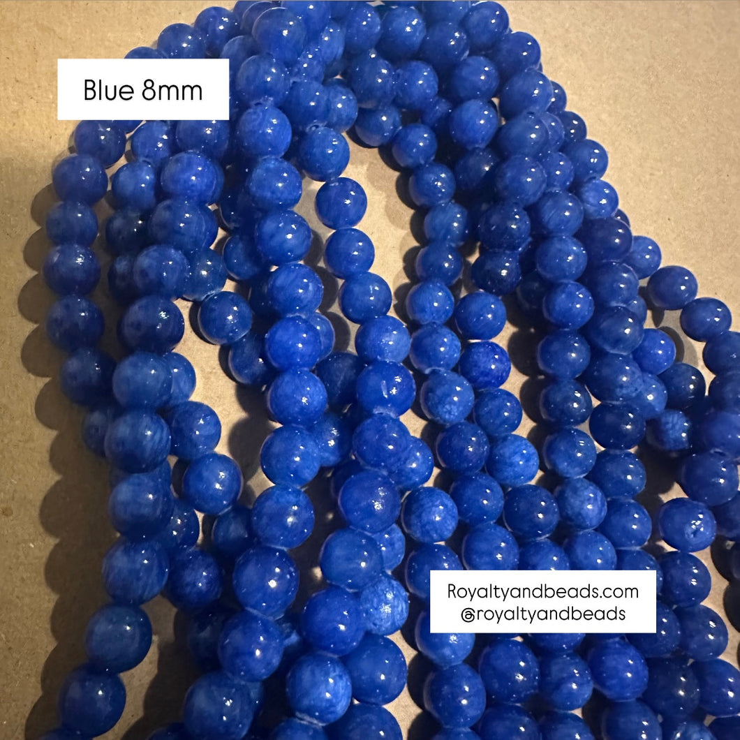 Blue jade beads 8mm