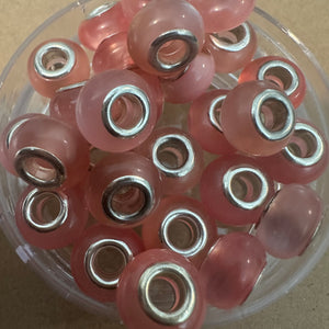 10 pink big hole beads