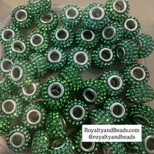 Load image into Gallery viewer, 5 green big hole beads.