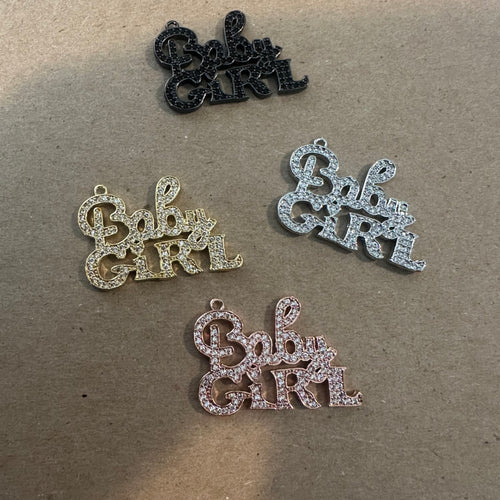 Pave baby girl charm.