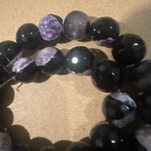 Purple and black agate beads 12mm