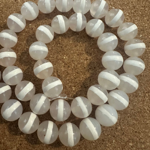 White striped beads 10mm.