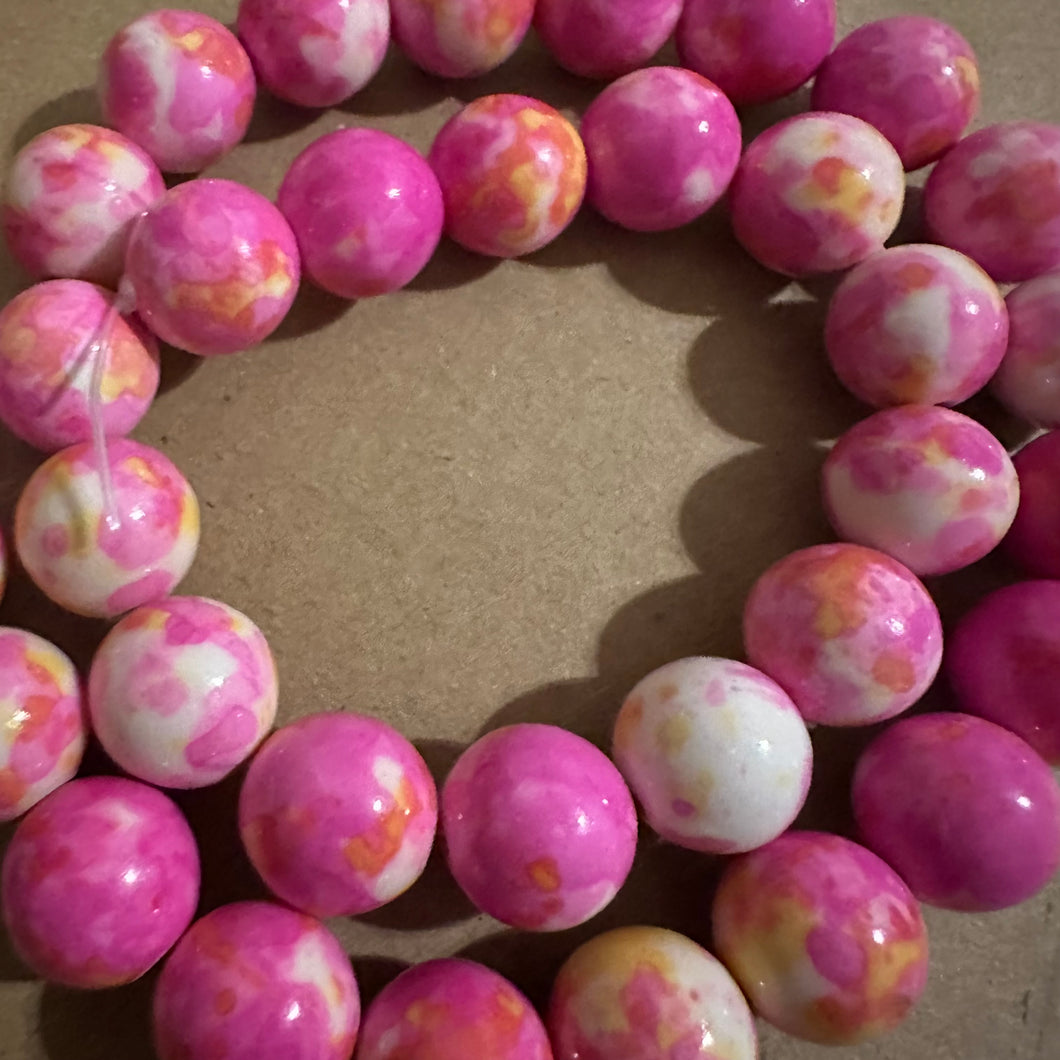 Pink and yellow beads 12mm