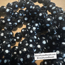 Load image into Gallery viewer, Black polka dot beads