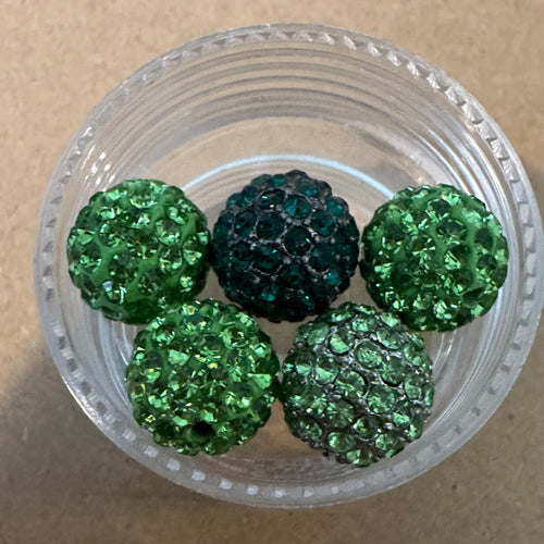 5 green 12mm pave beads