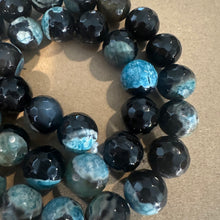Load image into Gallery viewer, Black and blue agate beads 12mm