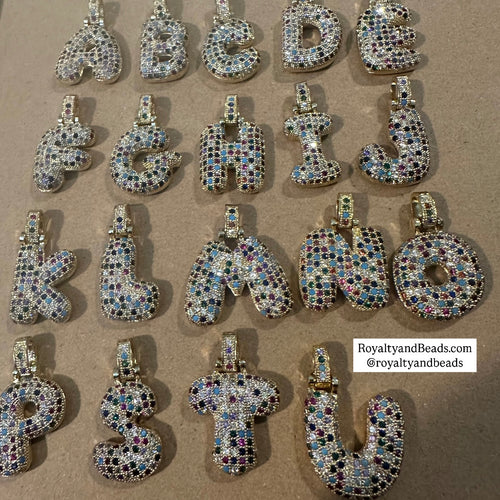 Colorful pave letter charms