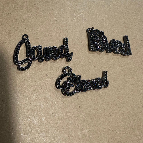 3 pave word charms (black)