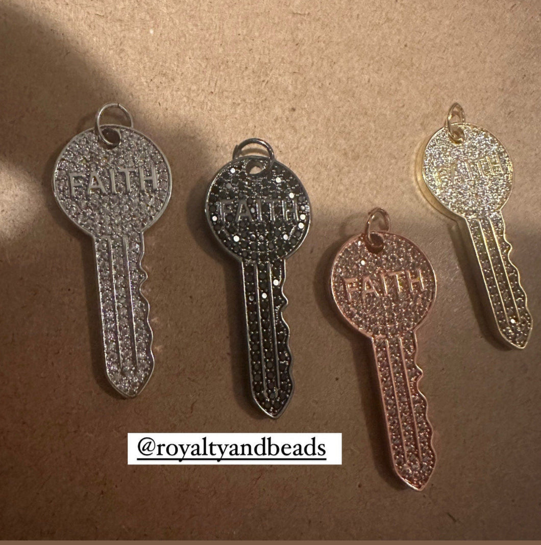 Pave faith key charms