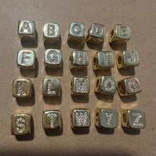 Load image into Gallery viewer, Gold pave letter charm.
