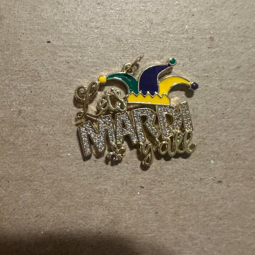 Gold pave Mardi Gras charm.