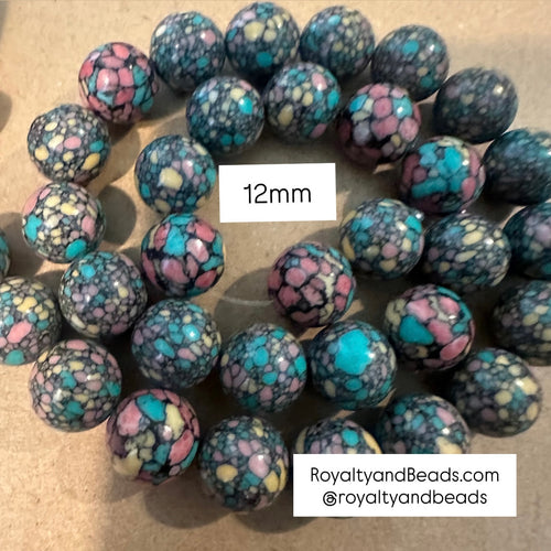 Mixed agate beads 12mm