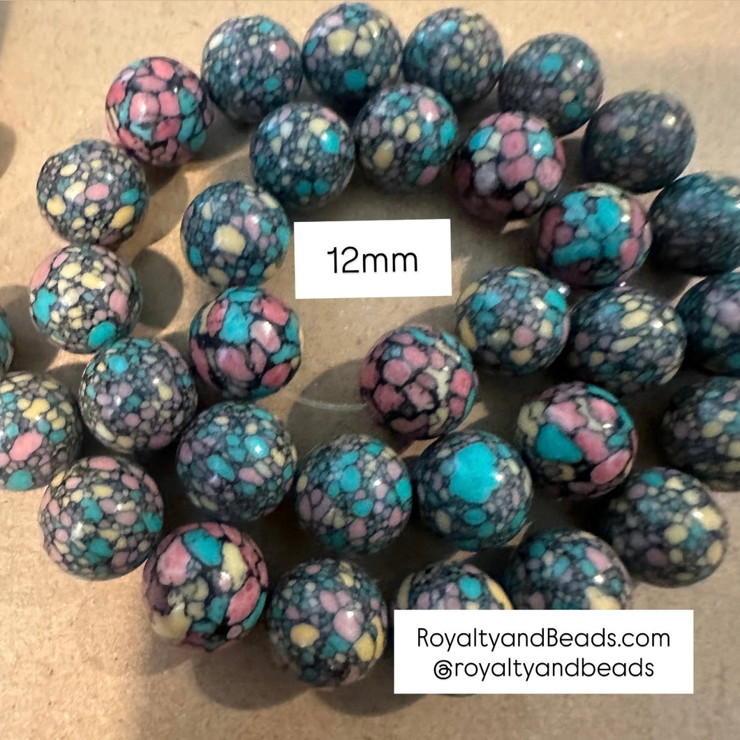 Mixed agate beads 12mm