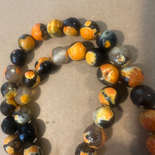 Load image into Gallery viewer, Black and orange agate beads 12mm