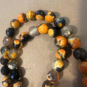 Black and orange agate beads 12mm
