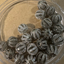 Load image into Gallery viewer, 3 pave beads (silver)
