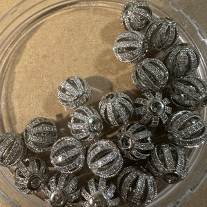 3 pave beads (silver)