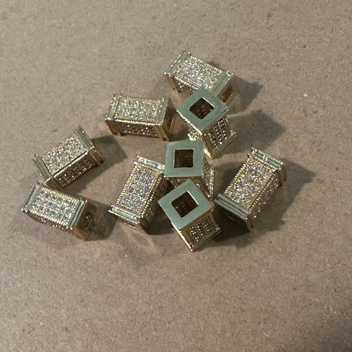 3 pave bead charms (gold) *