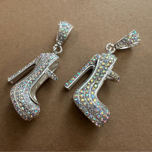 2 clear AB and silver high heel charms