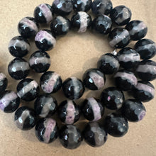 Load image into Gallery viewer, Black and purple striped beads