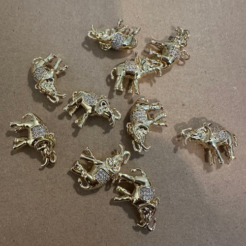 Gold pave elephant charms