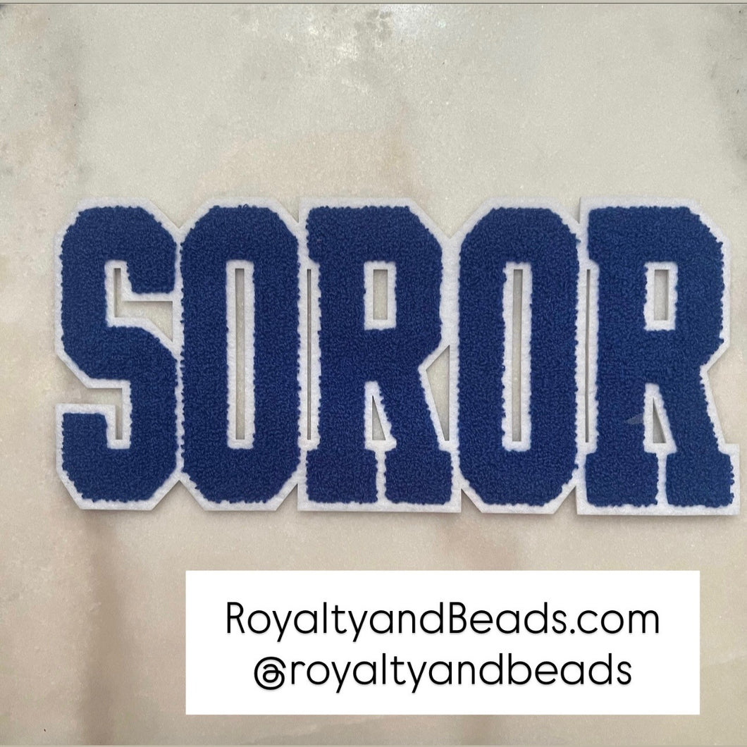 Blue and white SOROR patch
